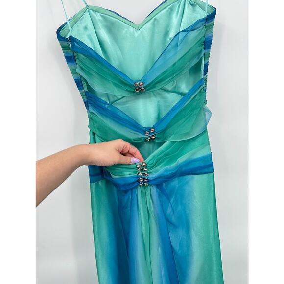 Vintage Cache Sweetheart Backless Jewel Formal Maxi Prom Dress Y2K Fairy Size 10 - Picture 6 of 11